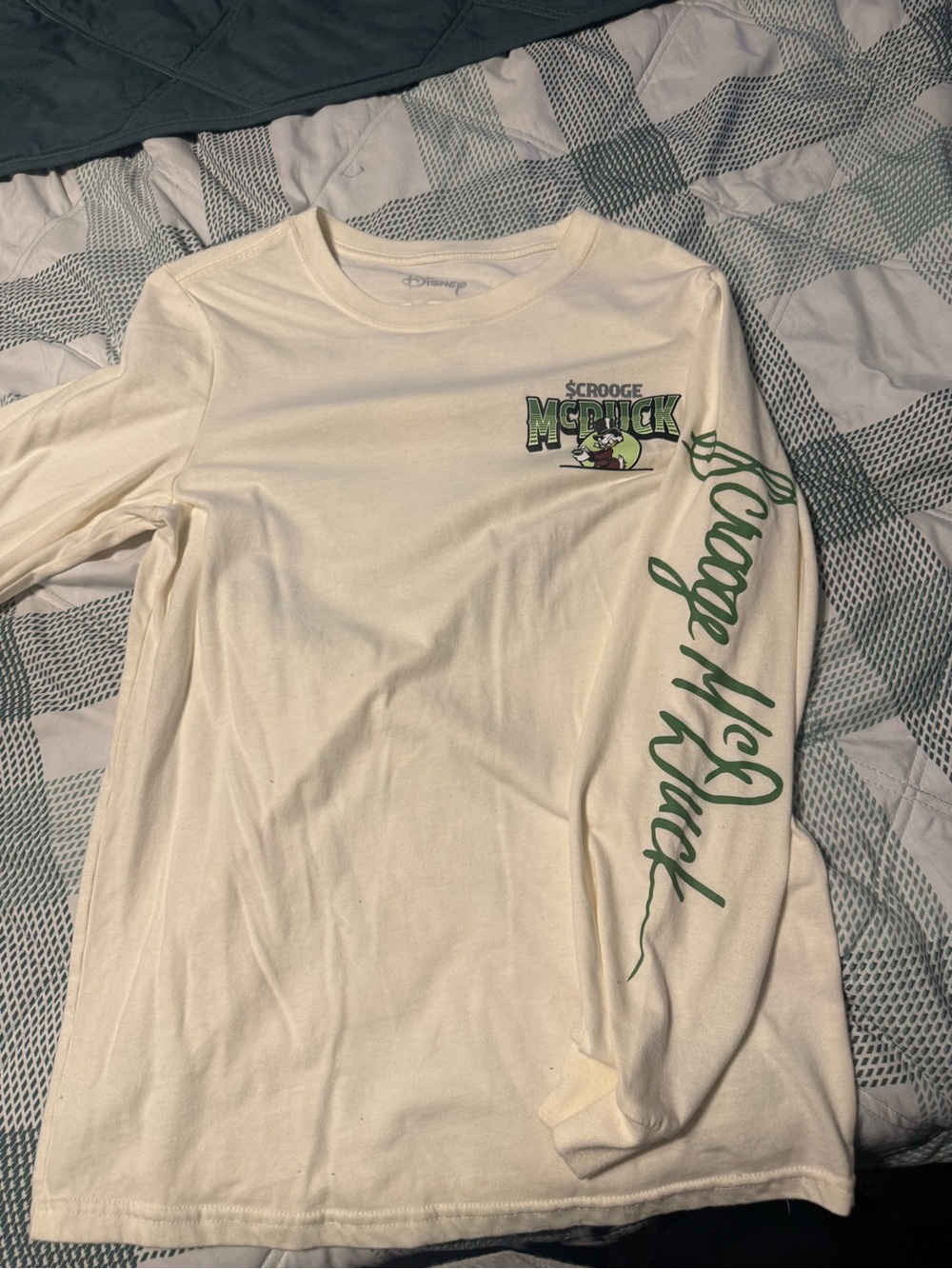 Disney Scrooge McDuck Long Sleeve Tee - Cream & Green